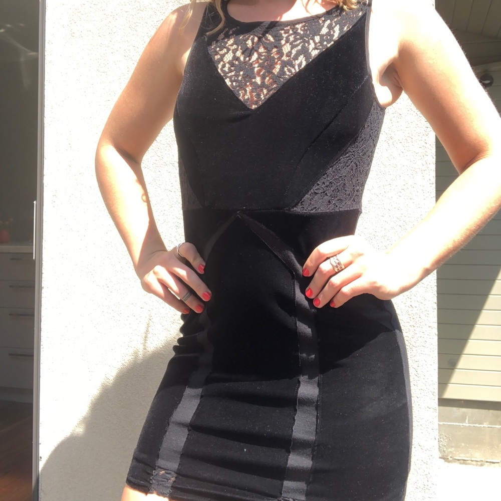 Beautiful Classy Velvet Lace Little Black Dress